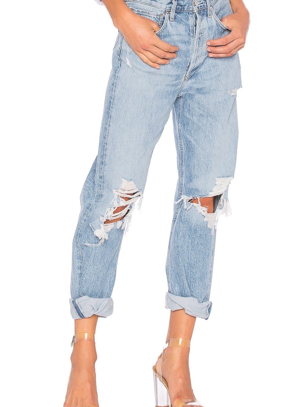 Agolde 90’s mid rise loose fit Jean; light wash